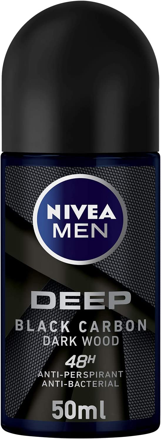 Nivea Men Antiperspirant Roll On For Men Deep Black Carbon Antibacterial Dark Wood Scent Ml